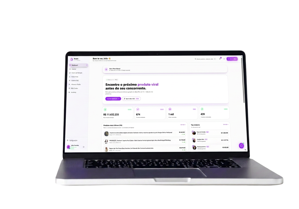 Painel web da Avantly em notebook